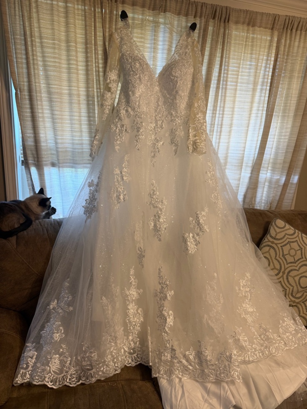 Melissa White Long Sleeve Lace A-Line Bridal Gown